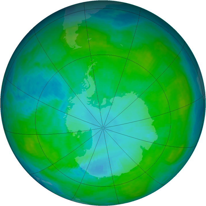 Antarctic ozone map for 18 January 1988
